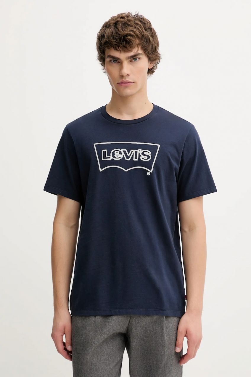 Bavlnené tričko Levi's pánske, modrá farba, vzorované, 22491