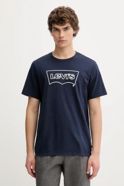Bavlnené tričko Levi's pánske, modrá farba, vzorované, 22491