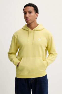 Mikina adidas Originals Essentials žltá farba, s kapucňou, s nášivkou, HY2078