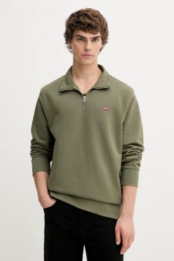 Bavlnená mikina Levi's zelená farba, jednofarebná, A8606 0006