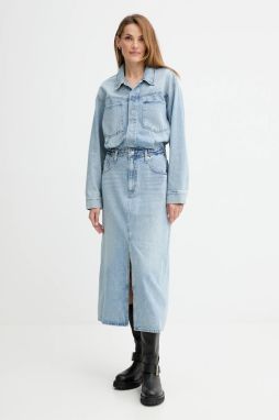 Rifľové šaty Levi's modrá farba, maxi, rovný strih, 0002Q