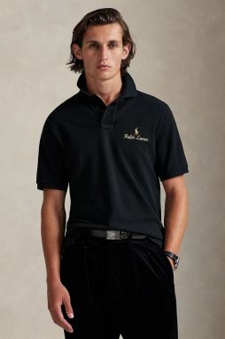 Bavlnené polo tričko Polo Ralph Lauren čierna farba, jednofarebné, 710981782