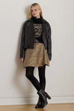 Sukňa Lauren Ralph Lauren zlatá farba, mini, áčkový strih, 200979905