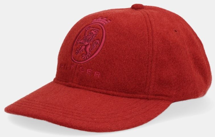 Vlnený šilt Tommy Hilfiger červená farba, AM0AM13827