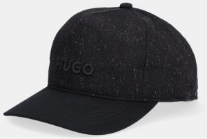 Čiapka s prímesou vlny HUGO čierna farba, 50550627