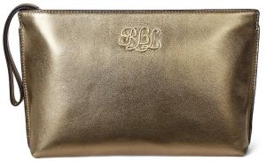 Kožená kozmetická taška Lauren Ralph Lauren zlatá farba, 432981192