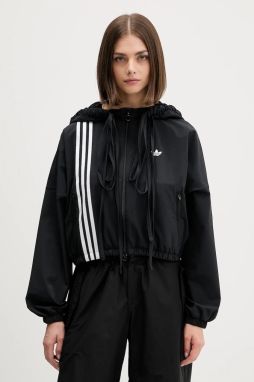 Mikina adidas Originals Ribbon Off Placed 3 Stripes Tracktop čierna farba, s kapucňou, s nášivkou, JX2698