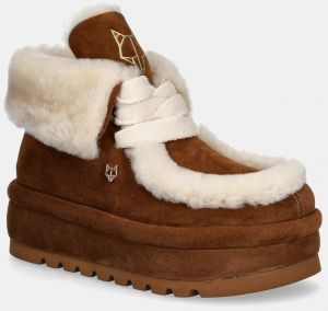 Semišové snehule Naked Wolfe Bambi béžová farba, Bambi Suede Shearling Tan