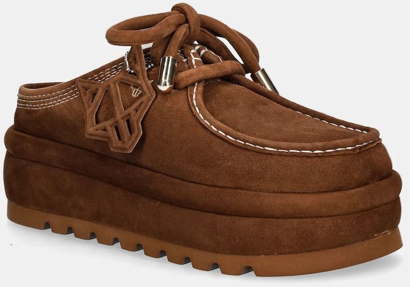 Semišové papuče Naked Wolfe Blizzard hnedá farba, Blizzard Suede Shearling Tan