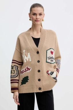 Vlnený kardigán Weekend Max Mara BELGIO béžová farba, teplé, 2525346082600