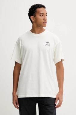 Bavlnené tričko adidas Originals Supper Club Tee pánske, béžová farba, s potlačou, HY2063