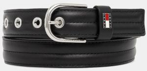 Kožený opasok Tommy Jeans čierna farba, AW0AW17915