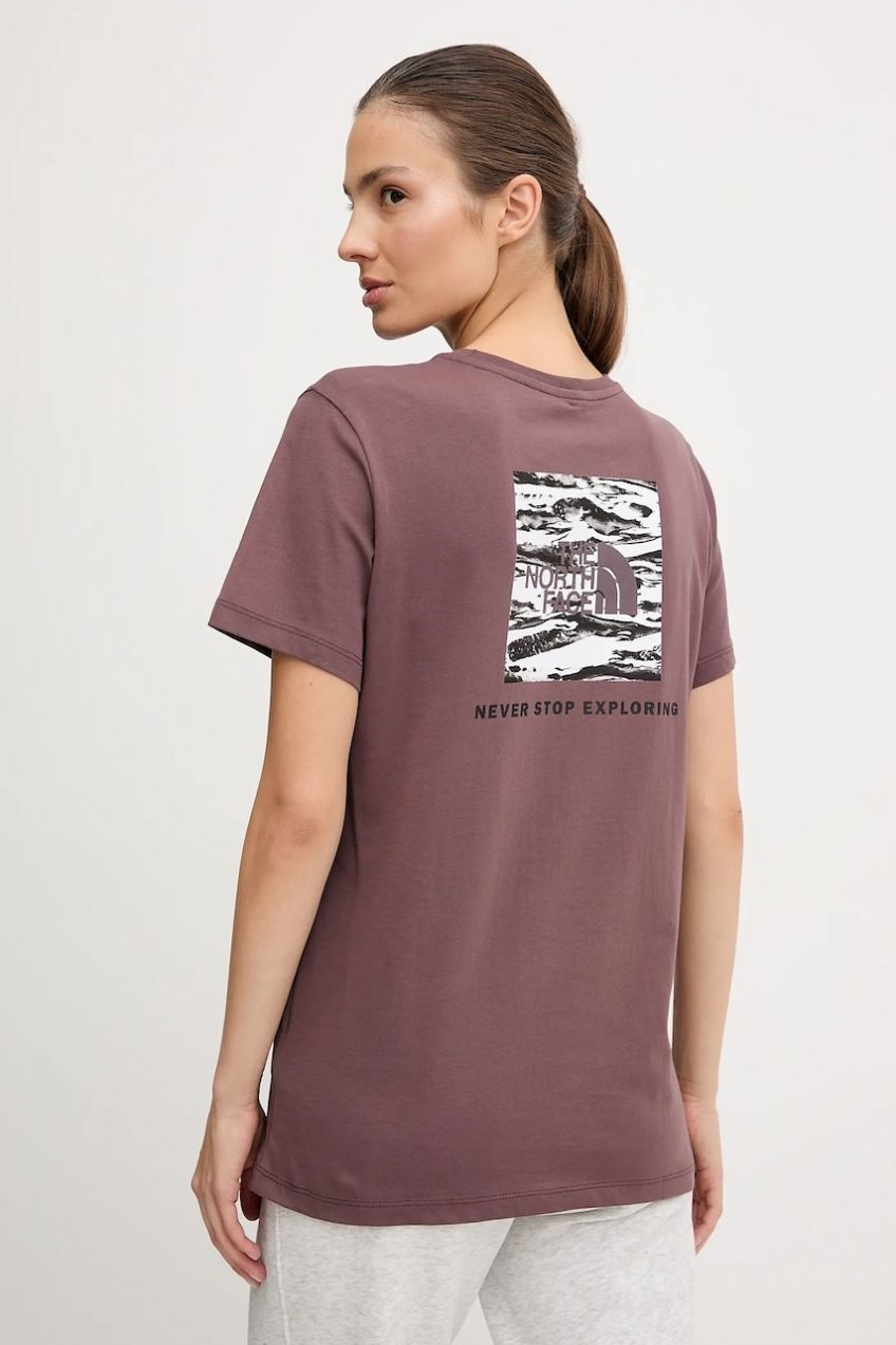 Bavlnené tričko The North Face dámske, bordová farba, NF0A8E3JES91