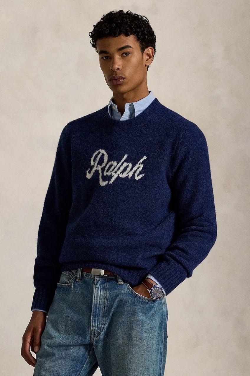Sveter s prímesou vlny Polo Ralph Lauren tmavomodrá farba, ľahký, 710979098
