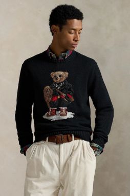 Sveter s prímesou kašmíru Polo Ralph Lauren čierna farba, 710982140