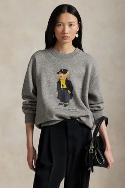 Mikina Polo Ralph Lauren šedá farba, s potlačou, 211A87104