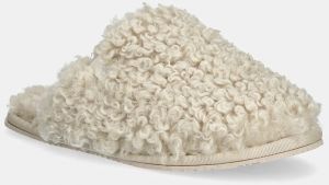 Papuče Calvin Klein CLOSE SLIPPER FUR béžová farba, YW0YW01975