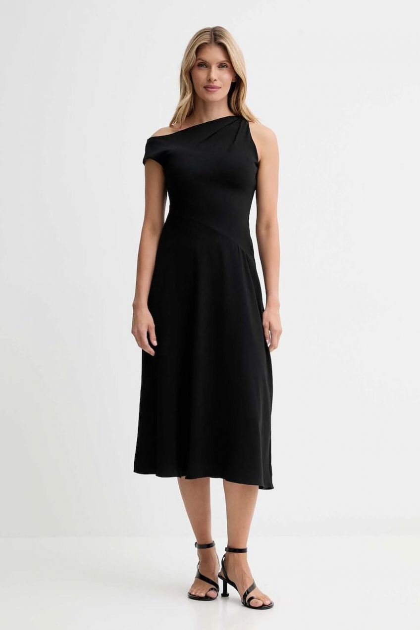 Šaty Calvin Klein čierna farba, maxi, áčkový strih, LV044D045G