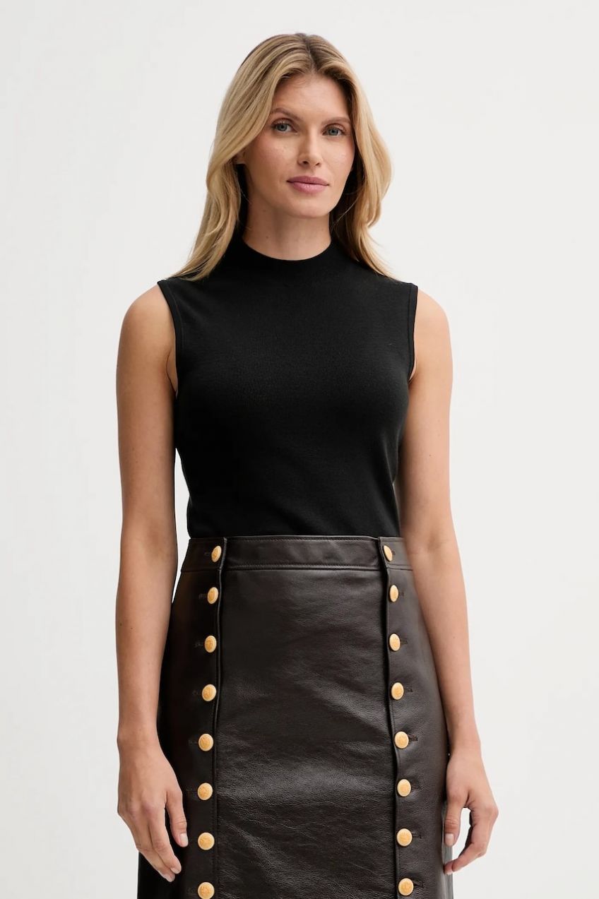 Vesta Calvin Klein dámska, čierna farba, s polorolákom, LV044D316G
