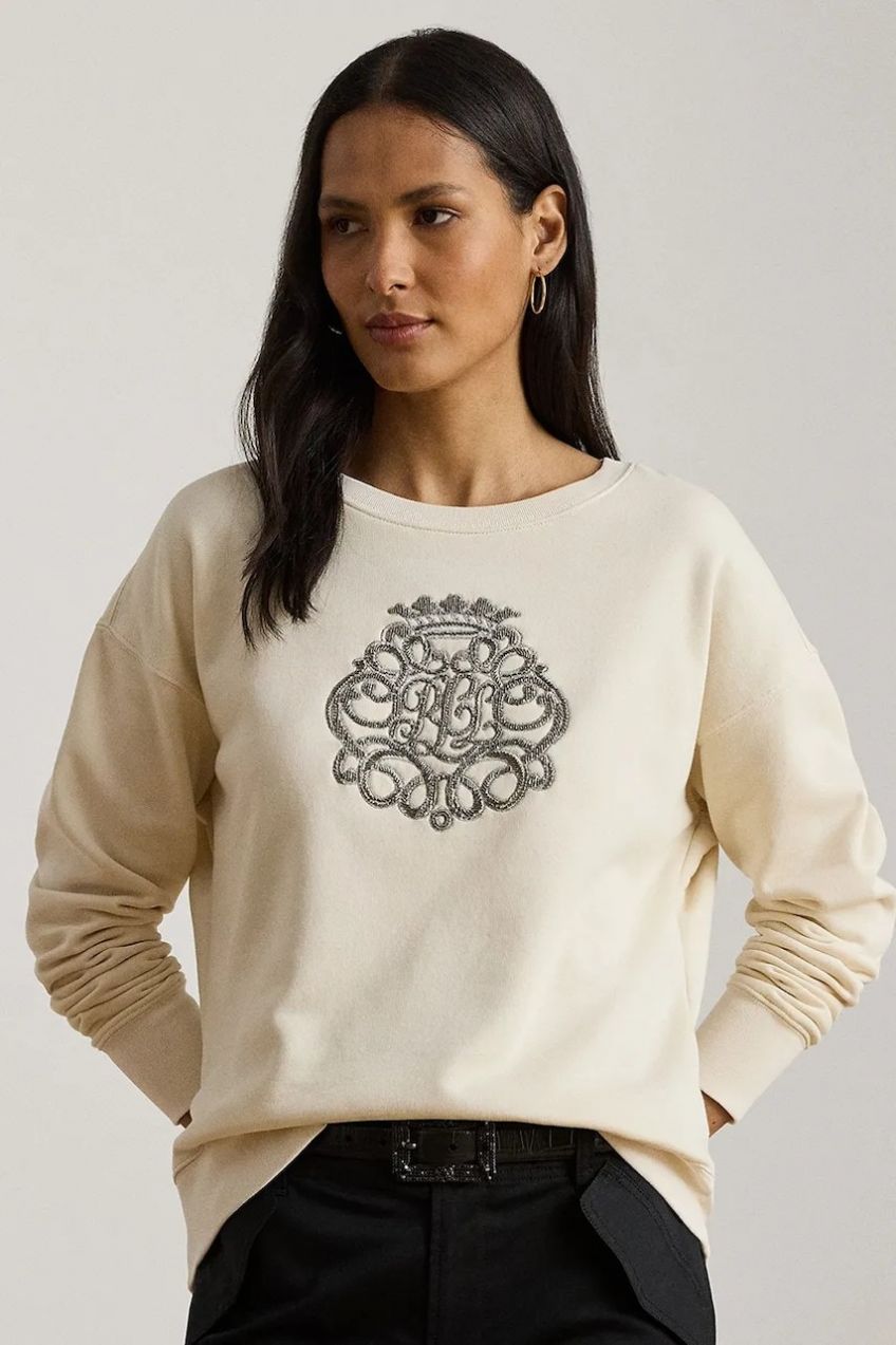 Mikina Lauren Ralph Lauren béžová farba, s nášivkou, 200980210