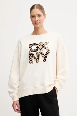 Mikina Dkny béžová farba, s potlačou, DP5T1433