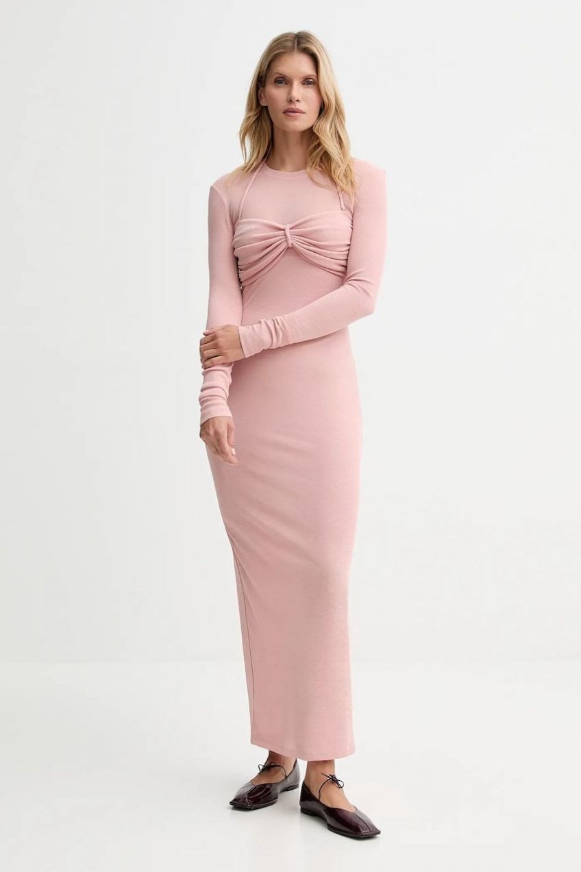 Šaty Nanushka ružová farba, maxi, priliehavé, NW25PFDR07931