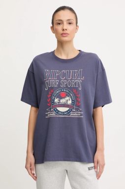 Bavlnené tričko Rip Curl SURF DEPT. HERITAGE dámske, tmavomodrá farba, 0JZWTE