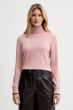 Vlnený sveter PS Paul Smith ružová farba, ľahký, s rolákom, W2R-596N-T31366