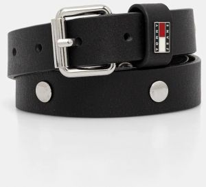 Kožený opasok Tommy Jeans čierna farba, AW0AW17916