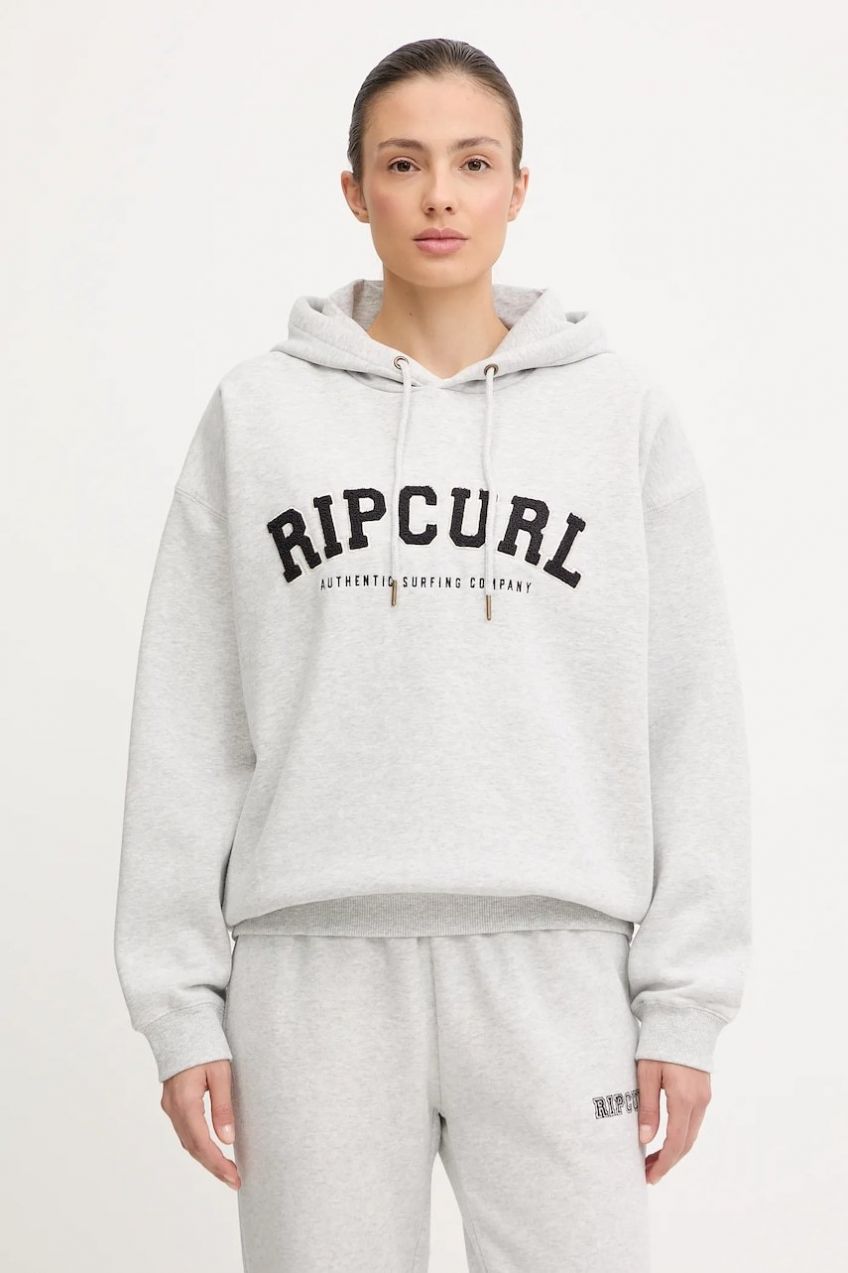 Mikina Rip Curl VARSITY šedá farba, s kapucňou, s nášivkou, 08HWFL