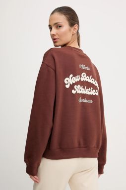 Mikina New Balance hnedá farba, s nášivkou, WT53516ROK