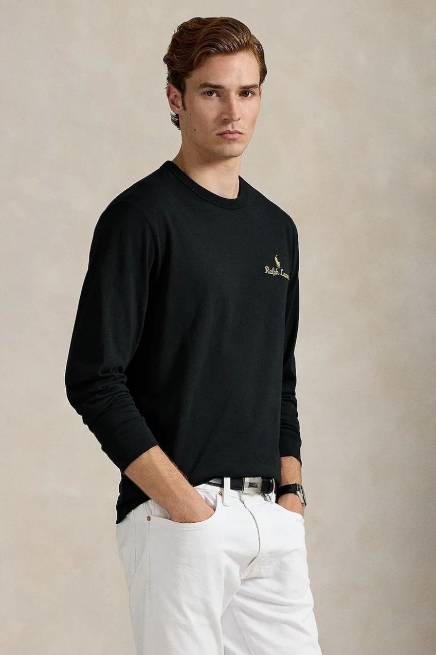 Tričko s dlhým rukávom Polo Ralph Lauren čierna farba, jednofarebné, 710981783
