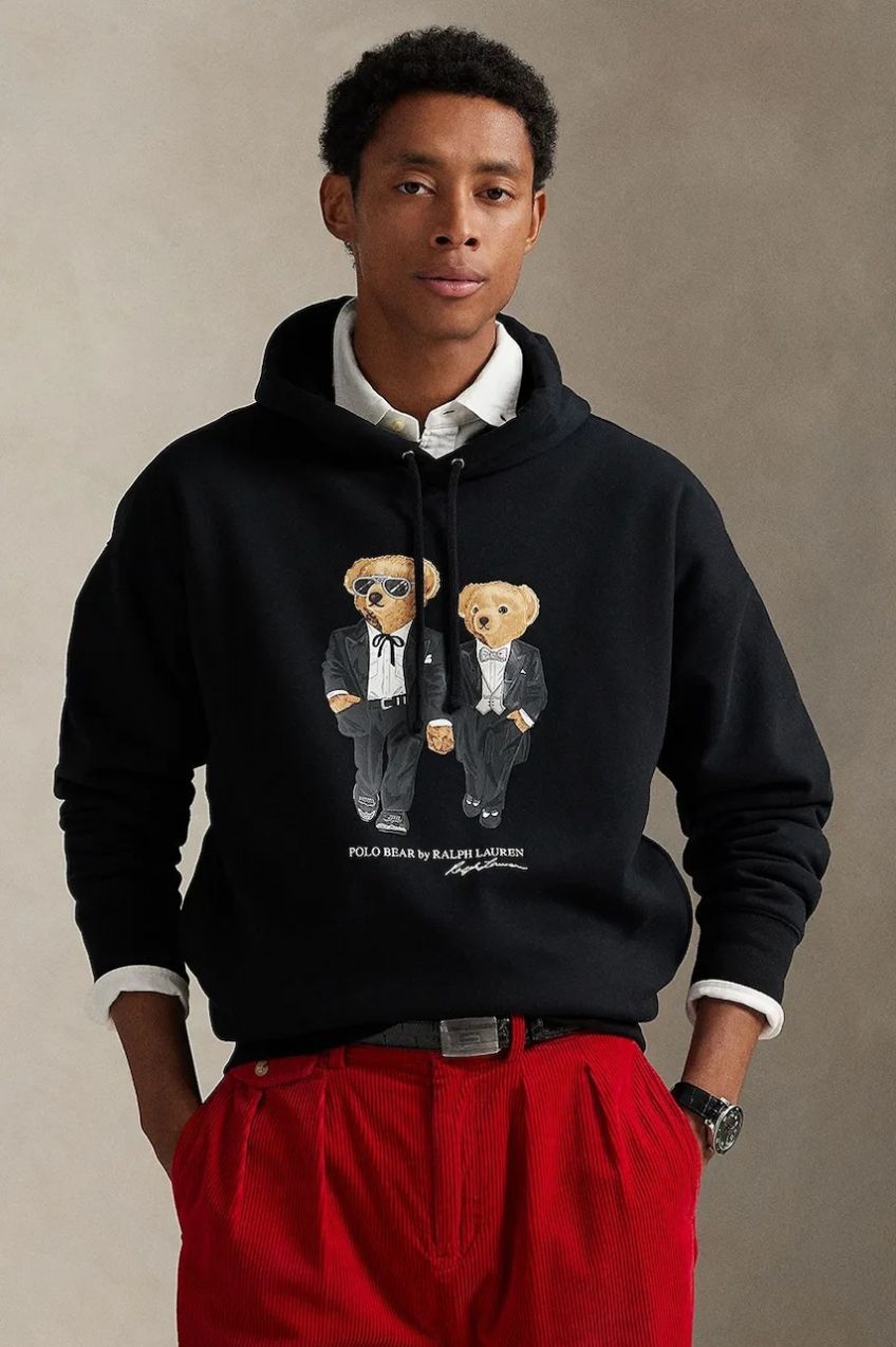 Mikina Polo Ralph Lauren čierna farba, s kapucňou, s potlačou, 710981802