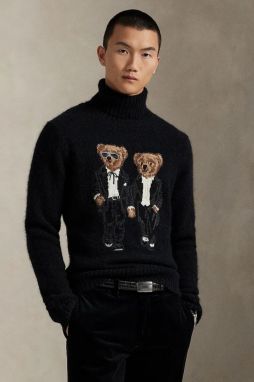 Sveter Polo Ralph Lauren čierna farba, s rolákom, 710982141