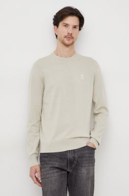 Sveter s prímesou kašmíru BOSS BOSS CASUAL zelená farba, tenký, 50471343