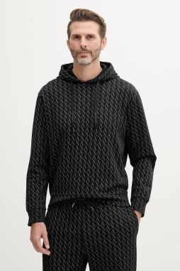 Bavlnená mikina Armani Exchange čierna farba, s kapucňou, vzorovaná, XM001225 AF11847