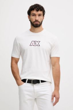 Bavlnené tričko Armani Exchange pánske, biela farba, XM001912 AF10362