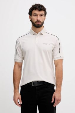 Bavlnené polo tričko Armani Exchange béžová farba, jednofarebné, XM001359 AF13026
