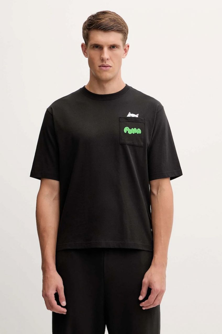 Bavlnené tričko Puma PUMA x RIPNDIP pánske, čierna farba, s potlačou, 633779