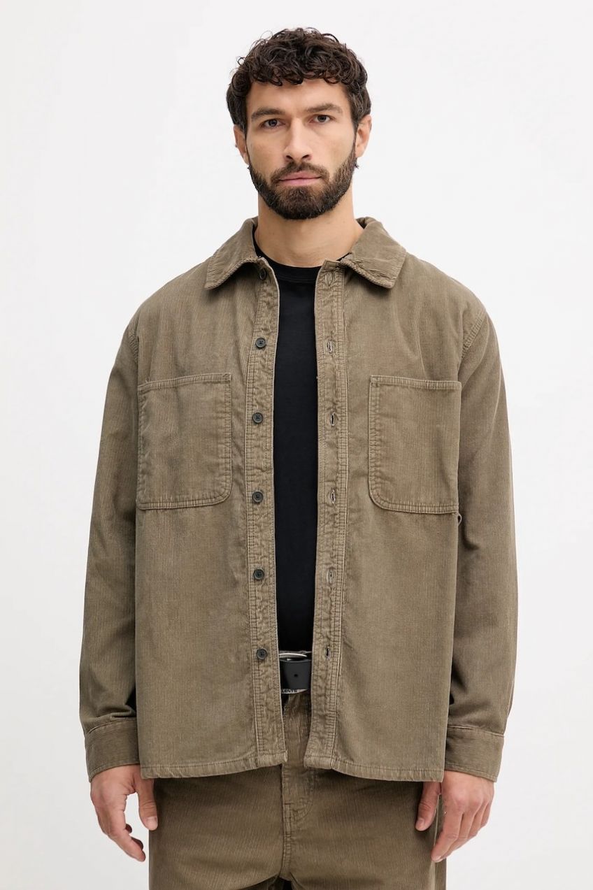 Menčestrová košeľa Armani Exchange zelená farba, regular, s klasickým golierom, XM001588 AF18825