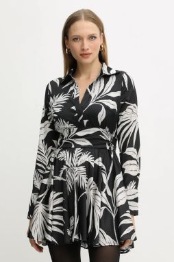 Šaty Guess CONCETTA čierna farba, mini, áčkový strih, W5YK00 WF1T2
