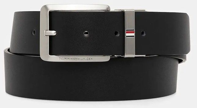 Obojstranný kožený opasok Tommy Hilfiger čierna farba, AM0AM13831