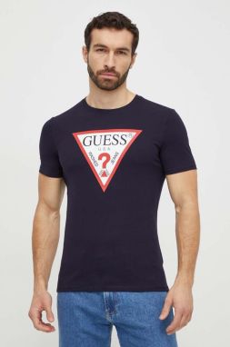 Bavlnené tričko Guess pánske, tmavomodrá farba, s potlačou, M2YI71 I3Z14