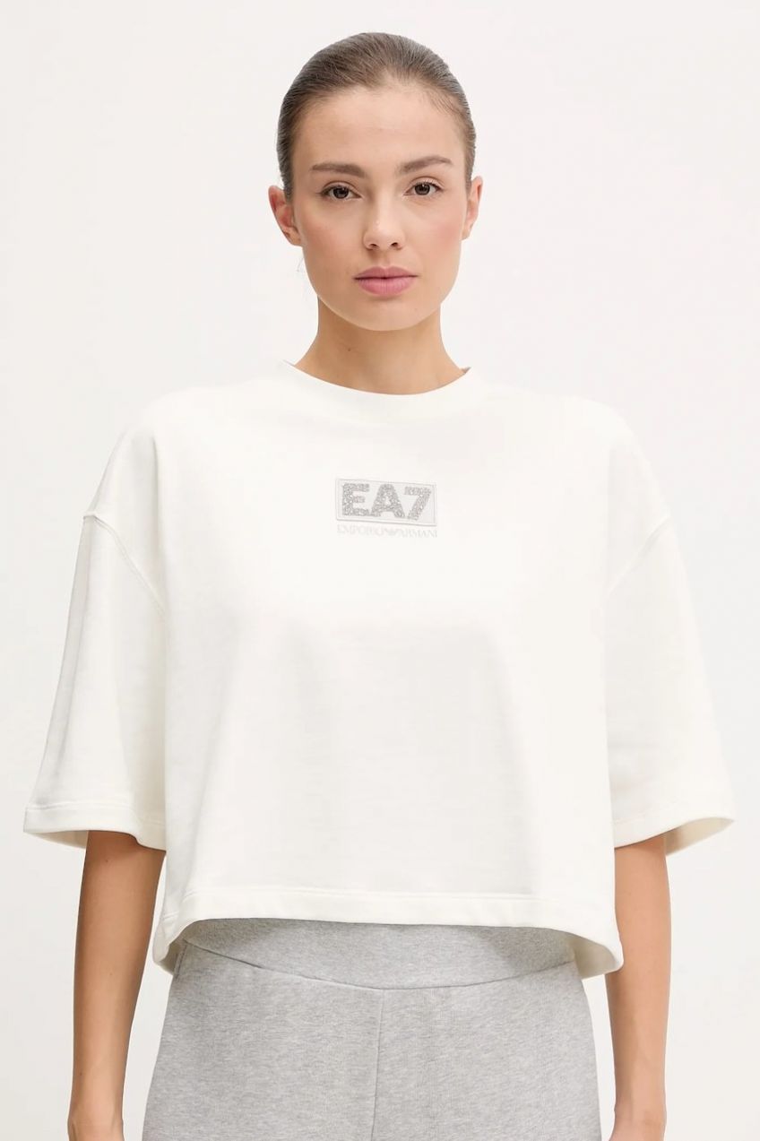 Tričko EA7 Emporio Armani dámske, béžová farba, AF12473.7W000177