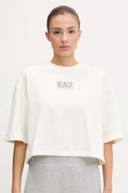 Tričko EA7 Emporio Armani dámske, béžová farba, AF12473.7W000177