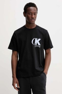 Bavlnené tričko Calvin Klein pánske, čierna farba, s potlačou, LV04RD823G