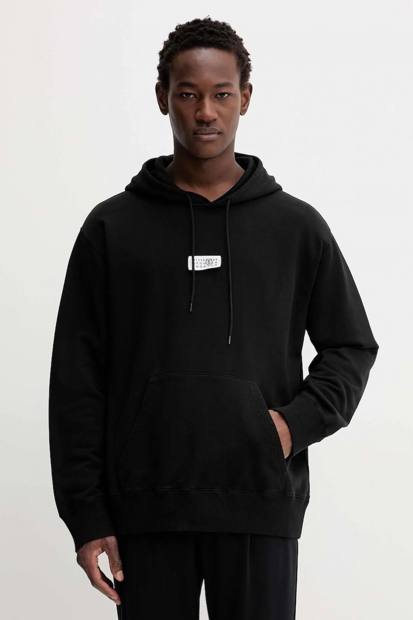 Bavlnená mikina MM6 Maison Margiela x MM6 Wardro čierna farba, s kapucňou, jednofarebná, SH0GU0033.M25025.900