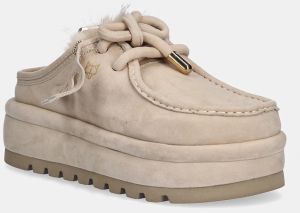 Semišové papuče Naked Wolfe Blizzard béžová farba, Blizzard Suede Faux Fur Ice
