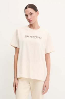 Bavlnené tričko P.E Nation Aero SS Tee dámske, béžová farba, 243T329