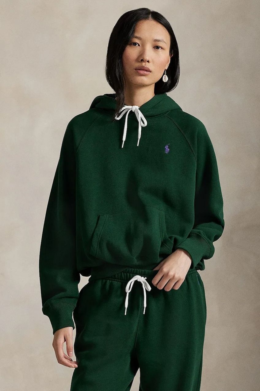 Mikina Polo Ralph Lauren zelená farba, s kapucňou, jednofarebná, 211971698
